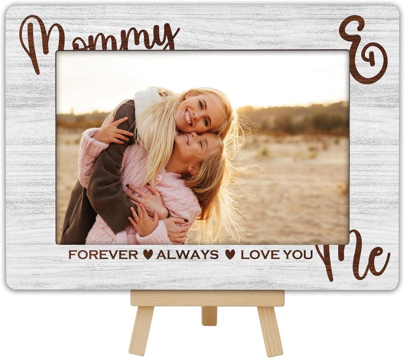 OXRUN Mommy & Me Picture Frame, Mother's Day Gifts Wooden Photo Frame with Easel, Display Photo Insert, 4x6 Picture Frame for Tabletop Display - A07 - Image 1